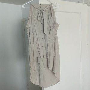 Tan high-waist button-down skirt